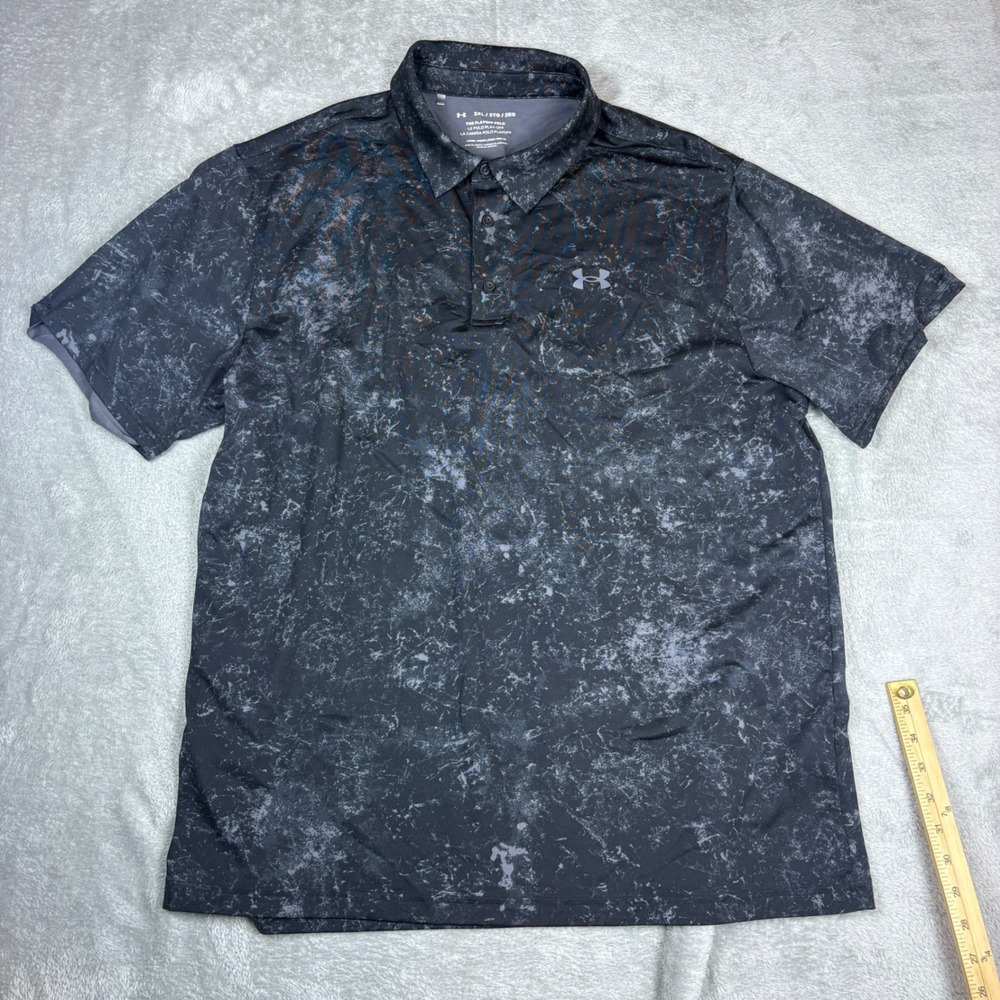 Under Armour Shirts Mens 2XL The Playoff Polo Loose Fit Acid Wash Black Grey